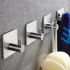 4-Pack Heavy-Duty Self-Adhesive Stainless Steel Wall Hooks – Waterproof, Rustproof Bathroom & Bedroom Hangers for Towels, Robes, Clothes & Accessories – Modern Square Design, Easy Install