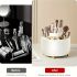 360° Rotating Makeup Organizer – 5-Compartment Cosmetic & Desk Storage Caddy, Durable Plastic, Luxury Stripe Design, Gold-Toned Accents, Brush & Skincare Holder