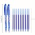 13pcs Erasable Gel Pen Set 0.5mm Blue & Black Ink | Washable Handle, Smooth Writing, Refillable Pens with 10 Refills + 1 Eraser | School & Office Stationery Supplies