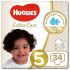 Huggies Extra Care Diapers, Size 5 (12-22kg), Pack of 34 Diapers – Gentle Skin Care, 3 Absorbent Channels, Distributed Wetness Evenly, Stretchy Waistband, Breathable, 0% Perfume, Latex Free