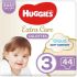 Huggies Extra Care Culottes Pants Size 3 (6–11kg) – 44 Diapers Pack, Easy ON/OFF, Gentle Skin Care, 3 Absorbent Channels, Even Wetness, Stretchy Waistband, Breathable, 0% Perfume, Latex-Free